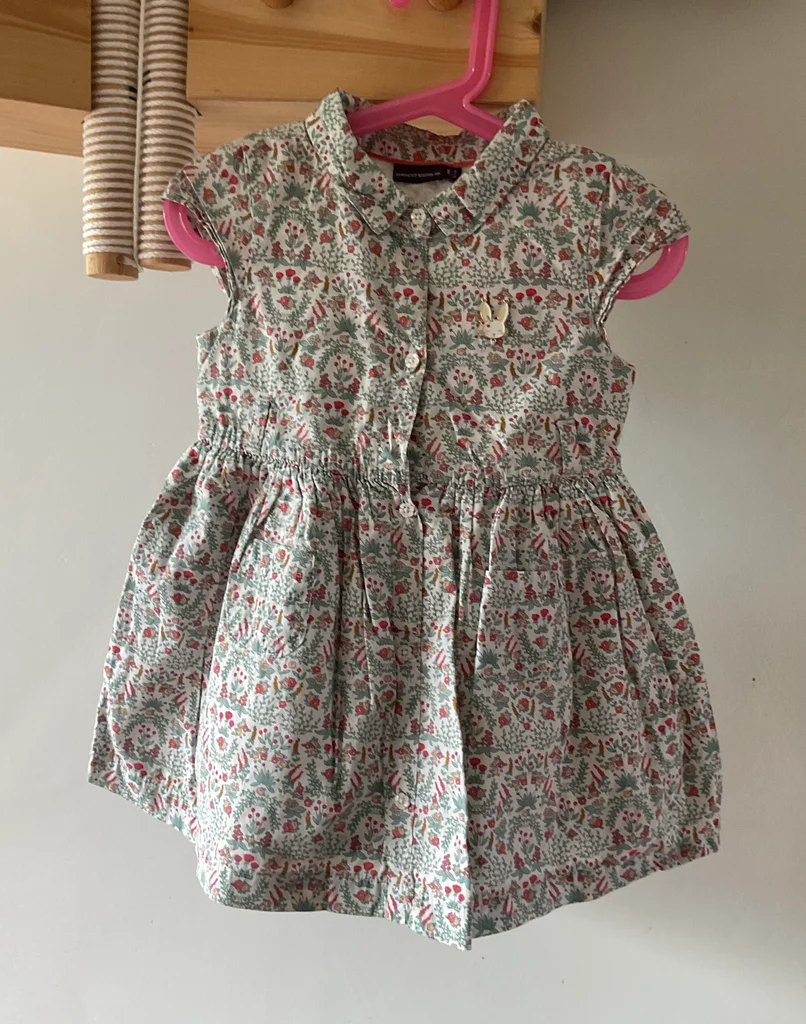 🔥-20%🔥 Robe Sergent Major Fleurs Rouge Vert – 2 ans 92 cm 💯 Coton – photo 4